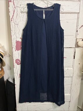H by Halston Navy Sleeveless Crochet Overlay Dress in Navy Sz 10